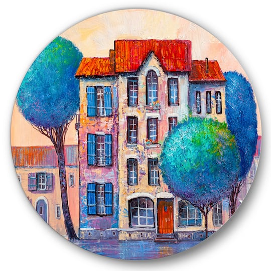 Designart - House With Red Roof and Colorful Autumn Trees